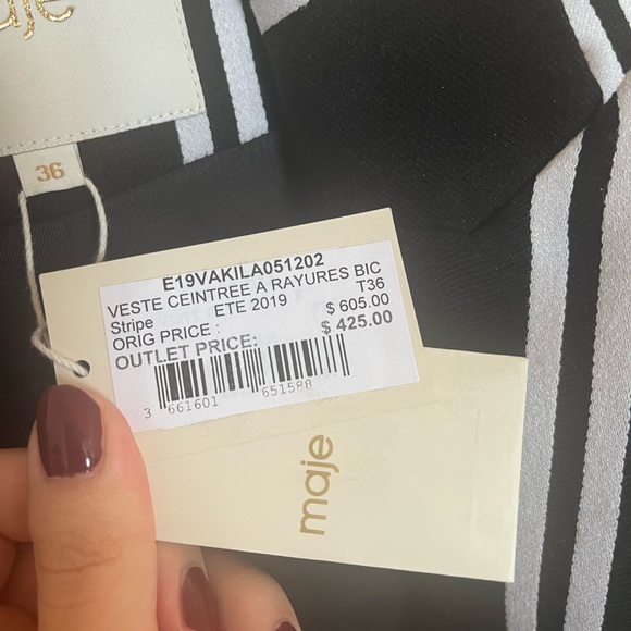 Maje Striped Blazer Black and White Pinstriped - Picture 9 of 15